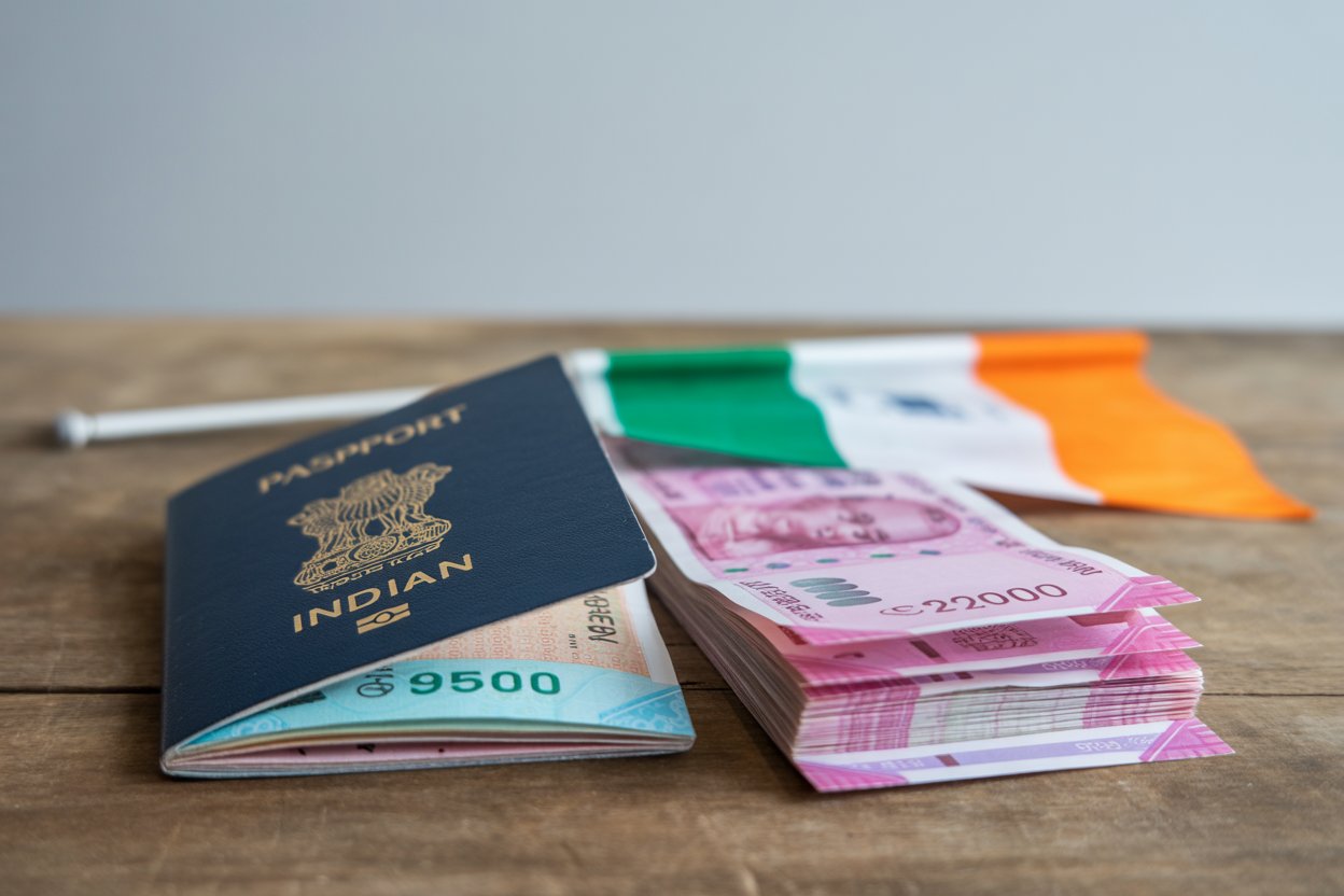 NRI Taxation in India – FY 2024–25 Overview NRI Indian passport and currency notes with Indian flag