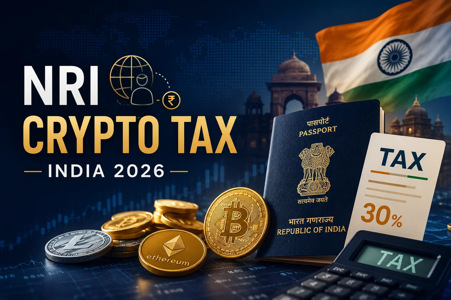 NRI Crypto Tax 2026 - 30% Rate, 1% TDS & ITR Rules