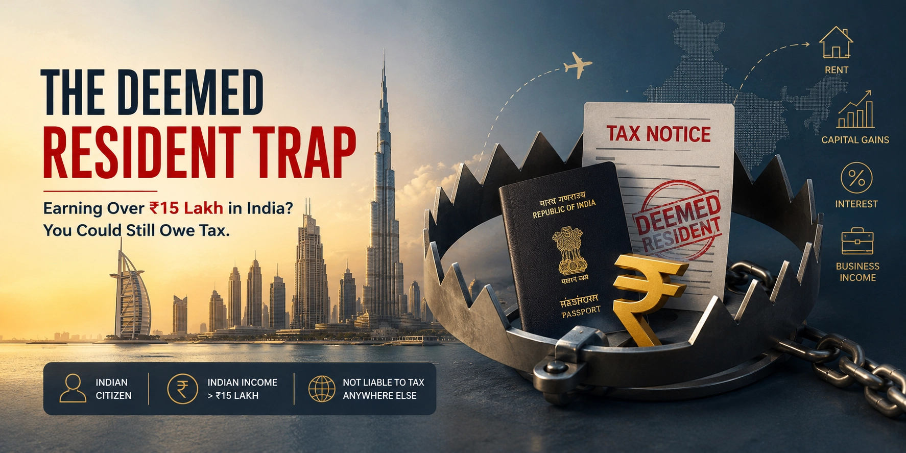 The Deemed Resident Trap: Why UAE NRIs Earning Over Rs 15 Lakh in India Can Owe Tax Anyway